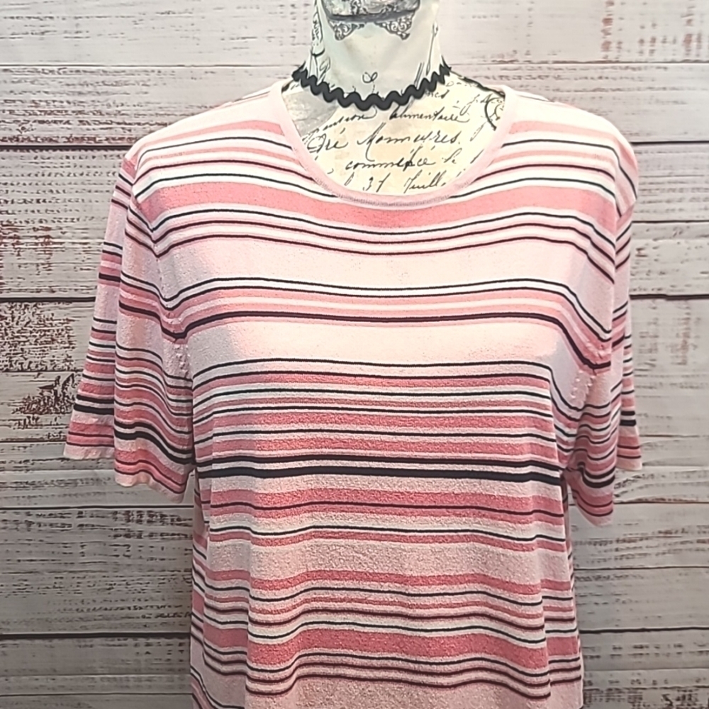 Sag Harbor stripped rayon knit top - Picture 2 of 6